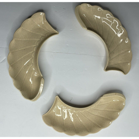 Vtg Calif Pottery Lazy Susan serving Dishes blush peach set 3 USA MCM 370 boho - Picture 10 of 11